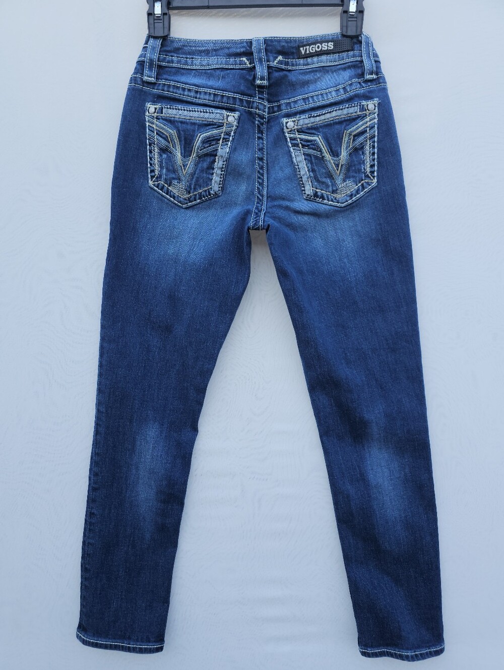 Vigoss Heritage Fit Capri Jeans Size 0 (25" Waist) Dark Wash Thick Stitching - Picture 5 of 15